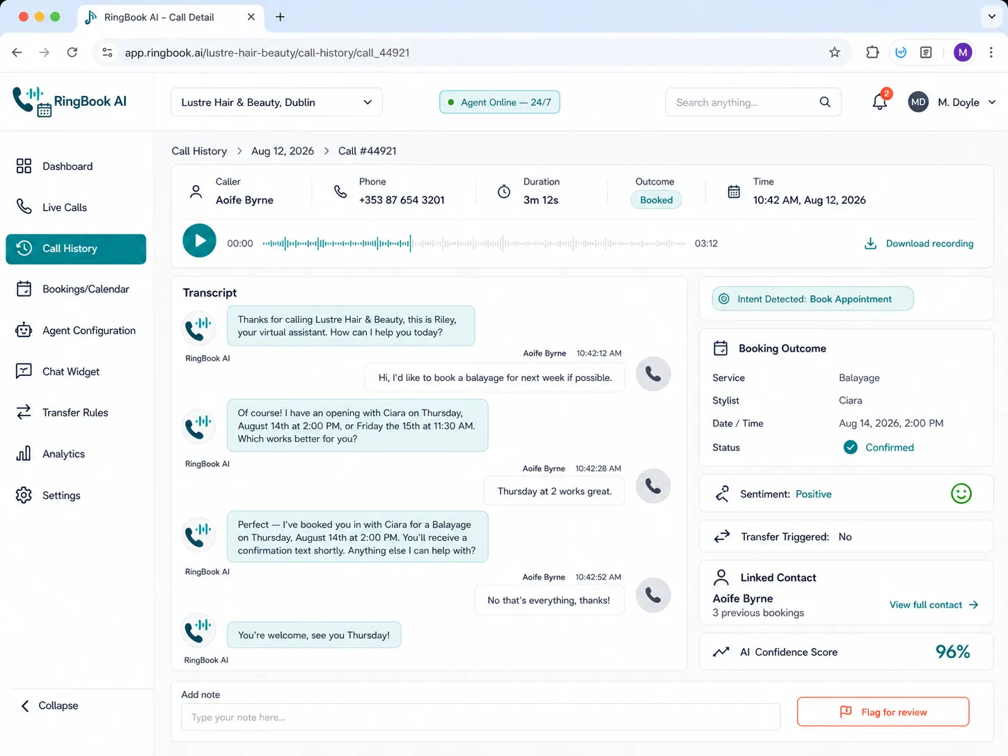 AI Voice Agent Development for Salon Business