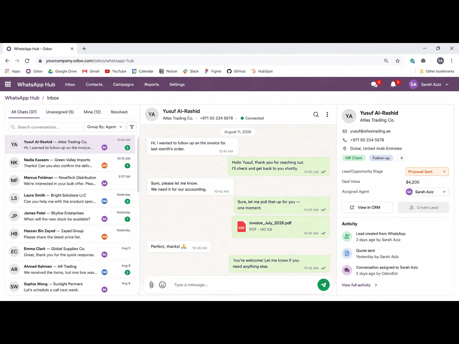 WhatsApp Business API Integration for Odoo CRM
